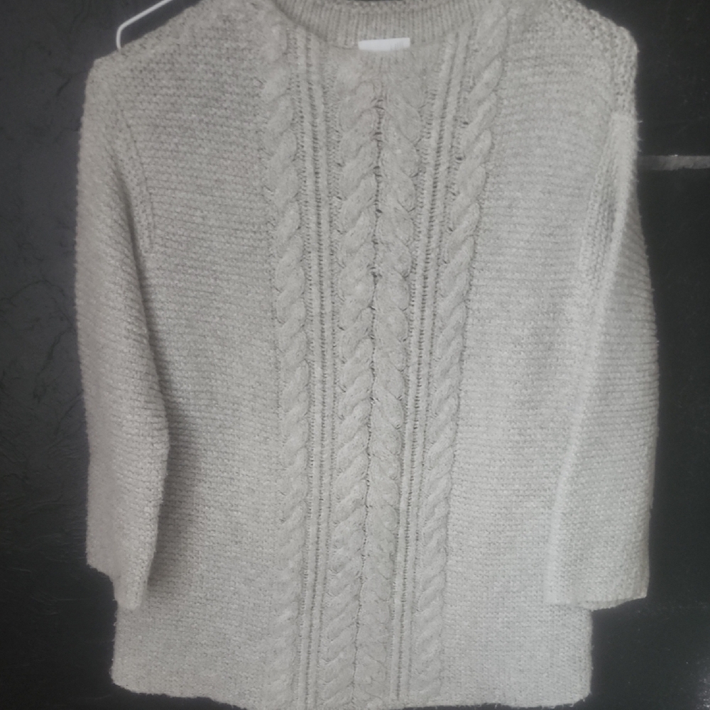 J. Jill Women's Cable Knit Sweater - Light Gray
